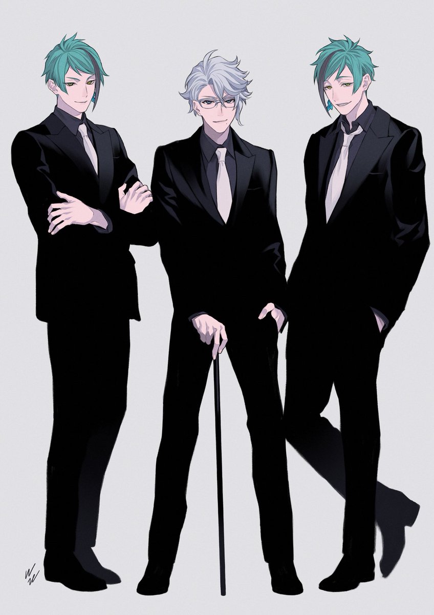 「黒スーツを着たオクタヴィネル
#ツイステファンアート
#twstファンアート 」|ヲヅヱのイラスト