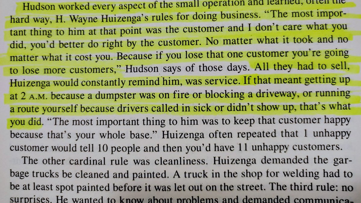 4/ Huizenga would become much more of an empire-builder than operator, loving the challenge of building a company up from almost nothing to an industry behemoth before moving on. Still the man knew what was important.His #1 priority as an owner? Treat the customer right.
