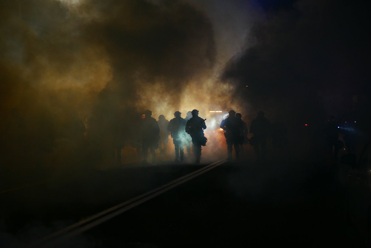 9/5 2121-2121 Portland Police and Oregon State Police advance through clouds of teargas while continuing to fire gas/smoke and other munitions.  #pdxprotest  #BLM  #portland  #blacklivesmatter    #portlandprotest  #defendpdx  #blmprotestvideo:  https://twitter.com/BaghdadBrian/status/1302464536818065408