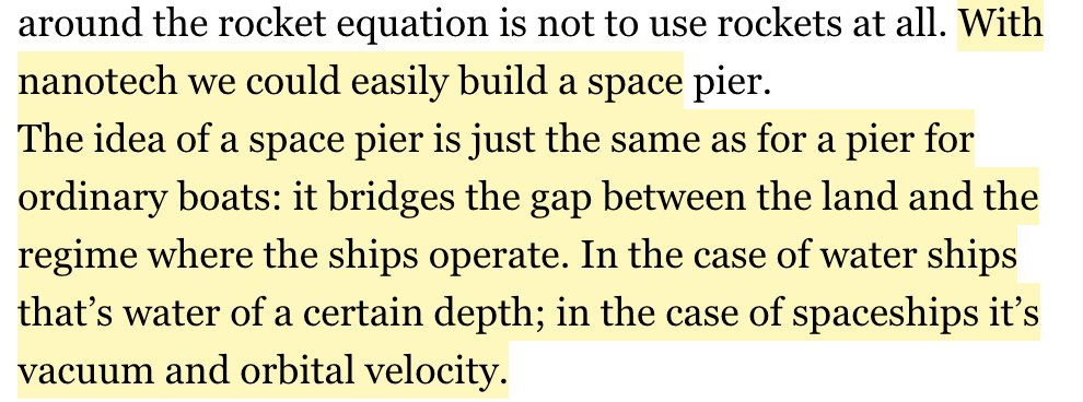 53/ We could build *space piers* that we launch things off of with rail guns. It is a possibility.