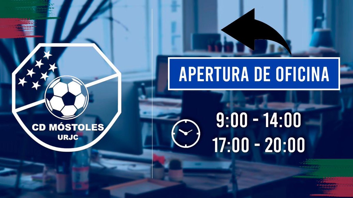 CDMostoles's tweet photo. A partir del próximo martes estaremos encantados de volver a veros. Os anunciamos, que damos otro paso más para volver a la nueva normalidad. A partir del martes, abrimos la oficina 
⏰ 9 a 14 y de 17 a 20 horas https://t.co/1RkRrqDFDf