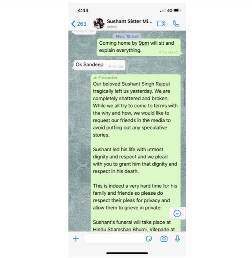 Its_RK03's tweet photo. Another failed attempt to save himself ( Sandeep Singh )

We public r not fools here.....We don't need any expert to say that these Chats are absolutely fake 

Stop doing this silly things !!! 🤣🤣🤣

1 more in the next thread !!! 

#SatyagrahForSSR https://t.co/mesHcwYuo9