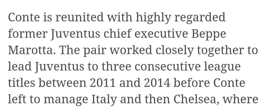 INTER 19/20:~Inter appointed 'Juve Legend' Conte as their manager making him one of the highest paid managers in the world, 2nd only to Simeone.~He was reunited with Beppe Marotta who was tasked to give Conte "EVERYTHING".~Icardi & Nainggolan were dumped for Conte's Project