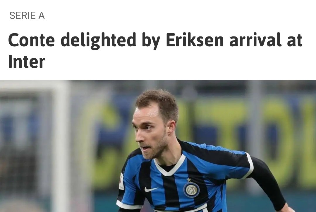 INTER 19/20:~Conte was backed heavily as Inter broke their transfer record TWICE in summer.~In addition to his favourites like Lukaku, Alexis, Young, Godin, Moses, he was also backed with top players like Barella, Sensi, Biraghi.~Eriksen, w/ 6months left, was bought for 20m