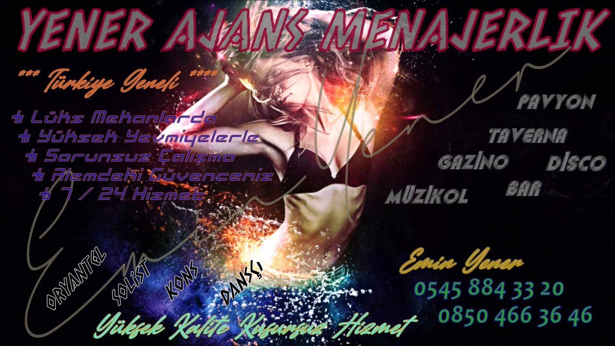 ❇️Türkiye'nin En Büyük Menajerlik Ajansı ❇️
🔷Lüks Gazinolarda 🔷
🔘500 den Başlayan Yevmiyelerle Çalışmak İçin 🔘
0545 884 33 20  📞 0850 466 36 46
  ⛔️Menajer Emin Yener ⛔️#Kons ,#Oryantel , #Solist , #Dansçı , #Gazino , #pavyon , #Müzikol , #Bar , #Yatılıiş, #GazinoMenajeri