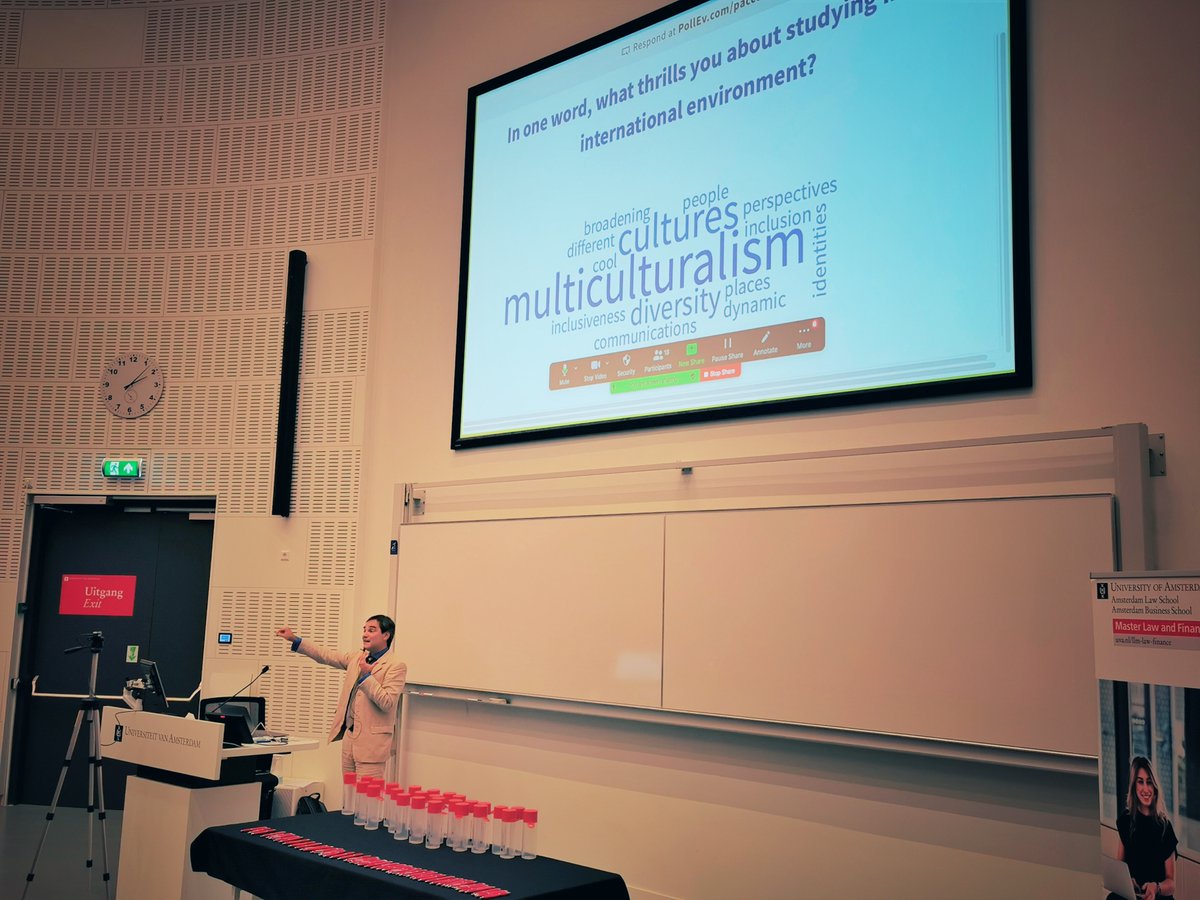 freeprometeo's tweet photo. Welcome to 60 students of the Master #LawAndFinance 2020-2021!
Jointly offered by @AdamLawSchool @ABS_UvA.
Great #IntroductionDay, online & on campus, with all students and lecturers despite #Coronavirus.
#hybrideducation #socialdistancing #anderhalfmeterafstand https://t.co/hUk4uFDVYB