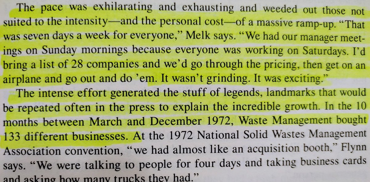 9/ At a certain point, all of Huizenga's companies reached escape velocity, and slew of deals followed.In 1972,  $WM bought 133 different companies.In his 7 yrs at Blockbuster, Huizenga made 110 different deals.