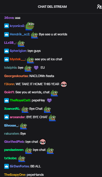 Algo mas triste/hermoso que ver el chat de la #LEC despidiéndose entre ellos hasta el mundial?

Tómenlo como ejemplo bros, nosotros podríamos tener un chat bonito y divertido también es cuestión de cultura