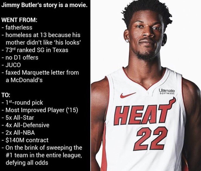 Hoopss's tweet photo. Jimmy Butler has one the best come up stories https://t.co/pB0KQyRmmD