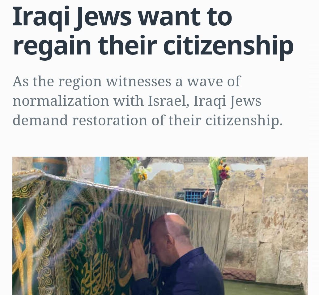Iraqi Jews want to regain their citizenship.As the region witnesses a wave of normalization with Israel, Iraqi Jews demand restoration of their citizenship. https://www.al-monitor.com/pulse/originals/2020/09/iraq-jewish-israel-citizenship.amp.html?skipWem=1