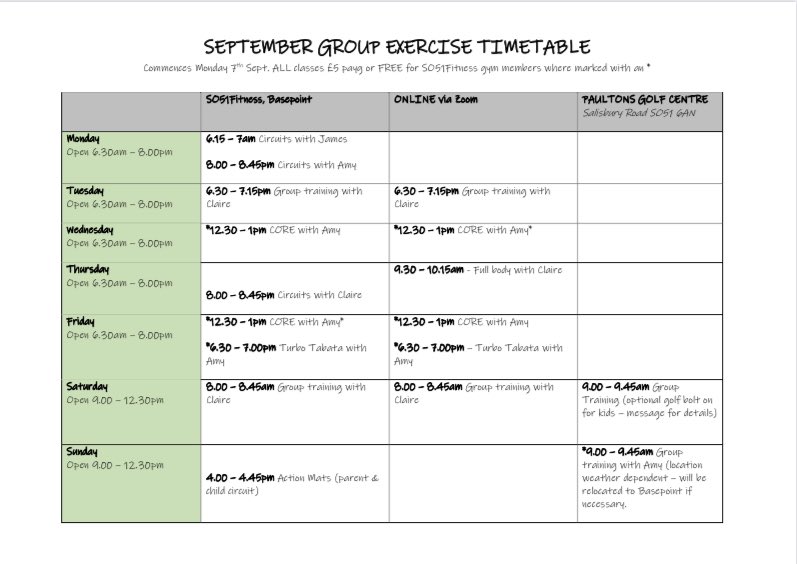 SO51Fitness's tweet photo. People of Romsey! 📣 The new group exercise timetable has landed. Post-COVID we have not only survived it as a small business but evolved rapidly and delighted to now offer fitness both indoors and outdoors as well as online. We’ve got you covered! #romsey #gym #hampshire #eco ♻️ https://t.co/rCp3cT1YWu