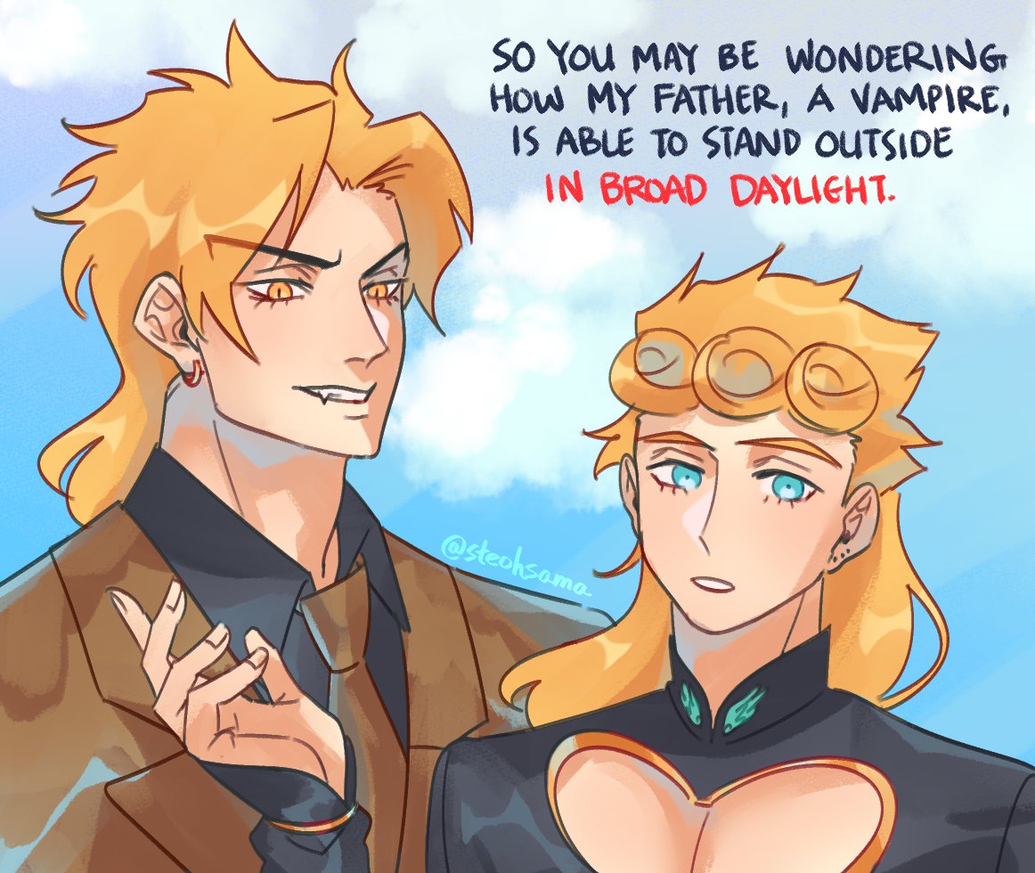 As promised, an explanation of why Dio isn't burning up in the sun ☀ It's a combination of some creative liberty and "Dio bad but he can have a little sunlight, as a treat"
『Mafia Dio AU』