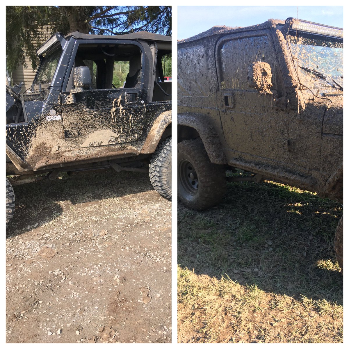 This Peterborough gal just showed up her husband. His idea of mudding on the left my driving on the right...proud moment