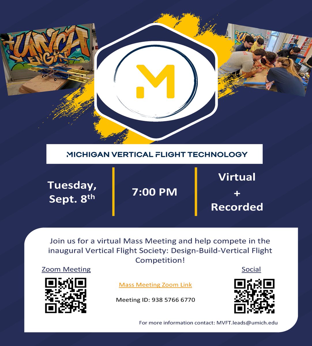 UM_MVFT's tweet photo. We’re excited to welcome new members to our team this fall! If you’re a UM student interested in joining MVFT, check out the details for our mass meeting below! https://t.co/ec0RSYyA42