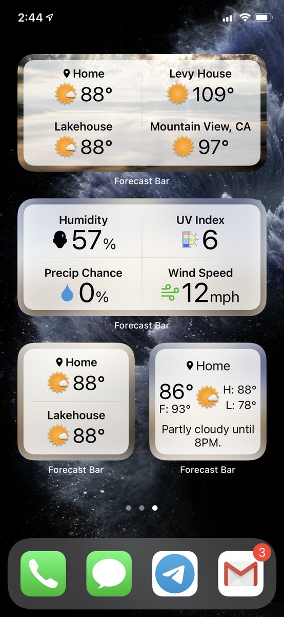 wowthatisrandom's tweet photo. @stroughtonsmith Excited to share A few of the newly created Home Screen Widgets for #ForecastBar. First time playing with SwiftUI. More to come before launch. https://t.co/9JNl4XWla7
