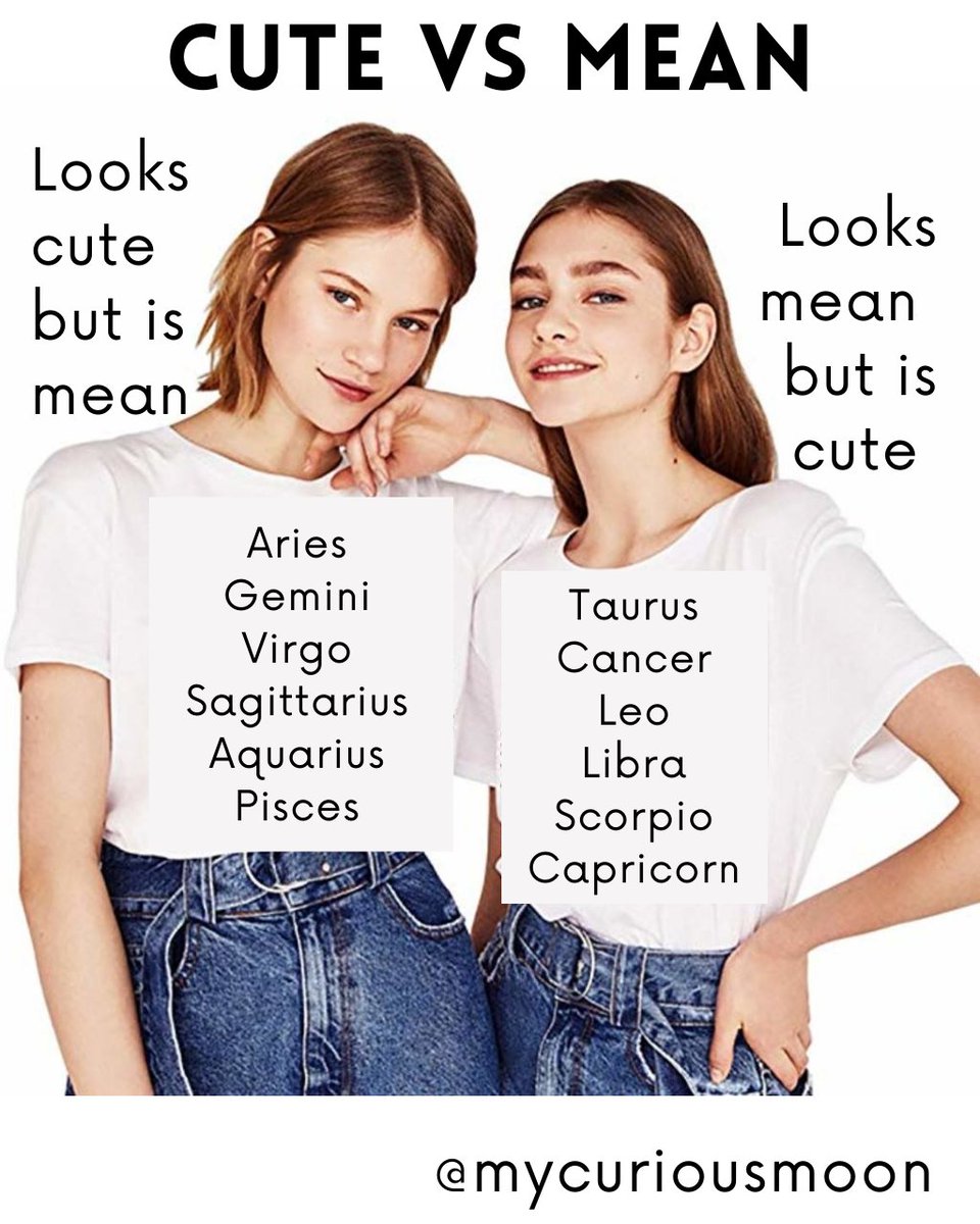 mycuriousmoon's tweet photo. #ZodiacSigns Cute Vs. Mean

Is your #sign cute or mean? Do let us know in the #comment section 👇👇👇

#Tag your #Zodiac #BFF to have the fun together 💌

Don't forget to #like, #share and #follow

#MyCuriousMoon #MCM #starsigns #stars #astrologysign #astrologypost https://t.co/bukUpm9tK8