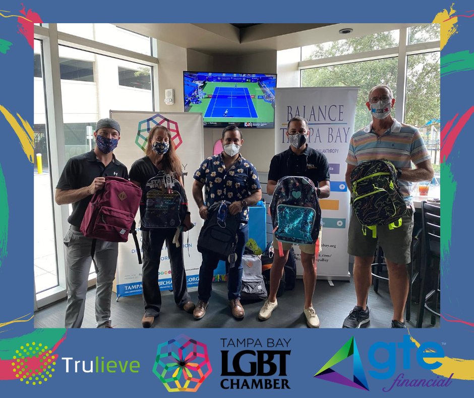 Trulieve's tweet photo. We're proud that we could help @TBLGBTChamber donate over 450 backpacks to the Tampa Bay Area! 🎒 ✏️ 🍎 
We 💚  helping our communities! 🌿  #BeTruToYou https://t.co/ihzOzo8LNT