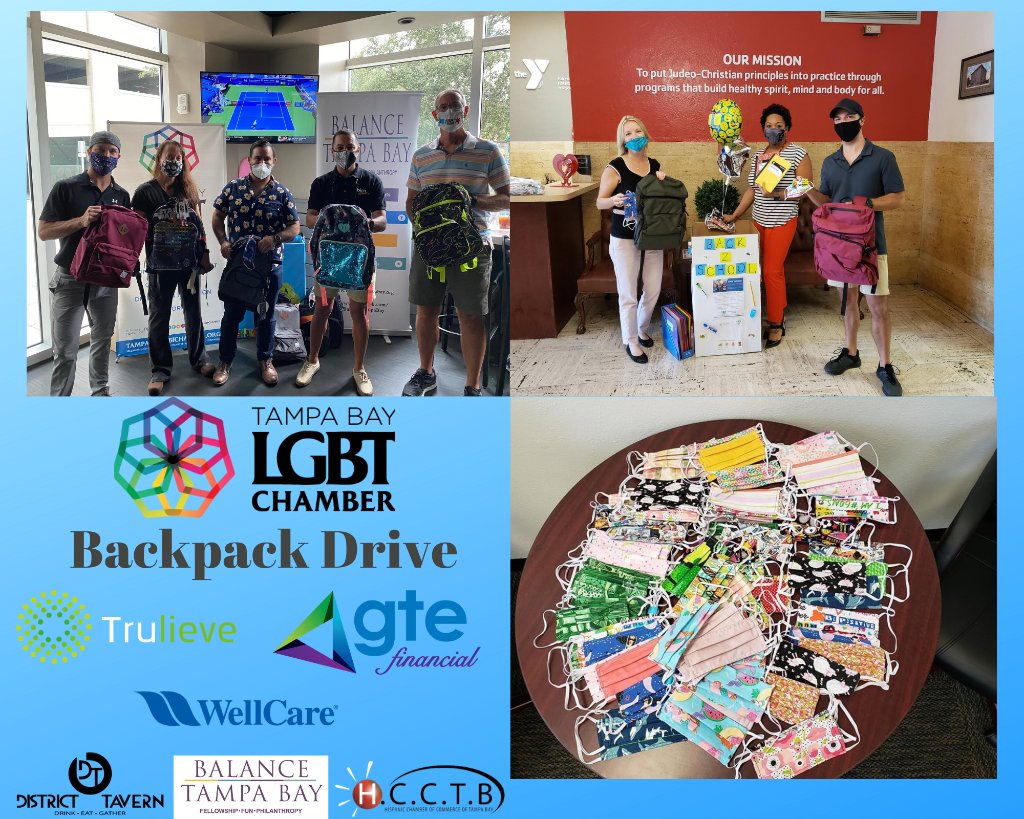 Trulieve's tweet photo. We're proud that we could help @TBLGBTChamber donate over 450 backpacks to the Tampa Bay Area! 🎒 ✏️ 🍎 
We 💚  helping our communities! 🌿  #BeTruToYou https://t.co/ihzOzo8LNT