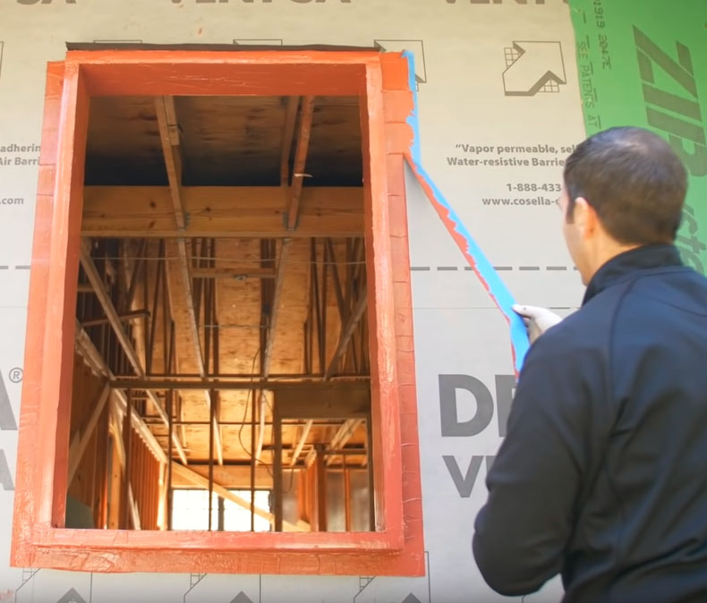 PROSOCO's tweet photo. "Once this FastFlash is done, that window opening is money. It's totally waterproof." 

Matt Risinger shows 4 ways to work around exterior insulation that comes out past windows and finishings. https://t.co/QCC8NVnhfW   #RoughOpening #RGuard #FastFlash #Waterproofing #Windows https://t.co/vTLtOAtvKk