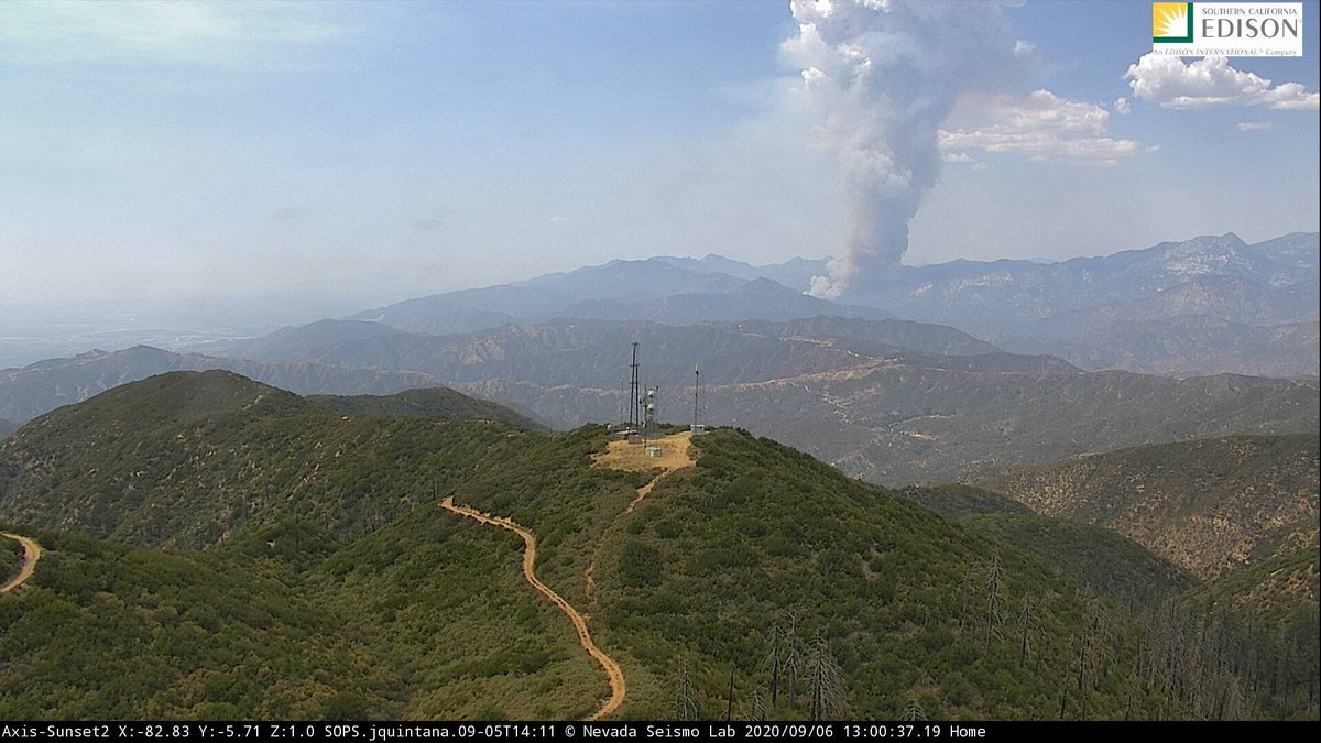 New pic of the  #BobcatFire from the Sunset Peak camera: