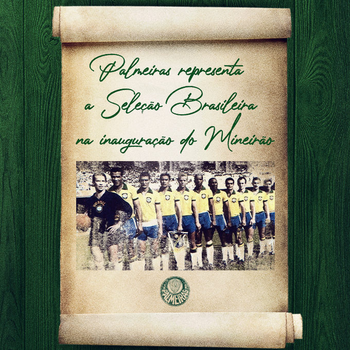 Palmeiras's tweet photo. 𝒮𝑒𝓉𝑒 𝒹𝑒 𝓈𝑒𝓉𝑒𝓂𝒷𝓇𝑜 𝒹𝑒 𝓂𝒾𝓁 𝓃𝑜𝓋𝑒𝒸𝑒𝓃𝓉𝑜𝓈 𝑒 𝓈𝑒𝓈𝓈𝑒𝓃𝓉𝒶 𝑒 𝒸𝒾𝓃𝒸𝑜 

Há 55 anos, representamos a Seleção Brasileira e vencemos o Uruguai por 3 a 0 na inauguração do Mineirão! 🇧🇷🏟

#MemóriaAlviverde https://t.co/oBam6spGHC