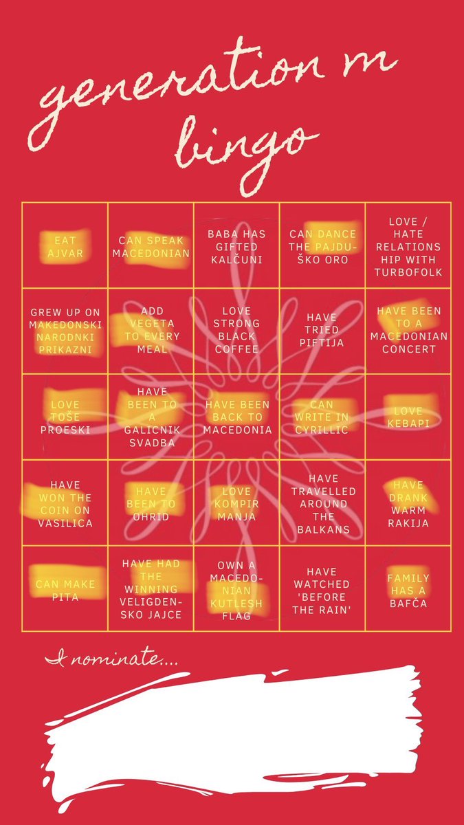 MacedoniaNation's tweet photo. one day I will cross off every square... for now this will do 😌 I’d love to see everyone else’s, reply to this tweet with your results! https://t.co/U5YbuPgpTW