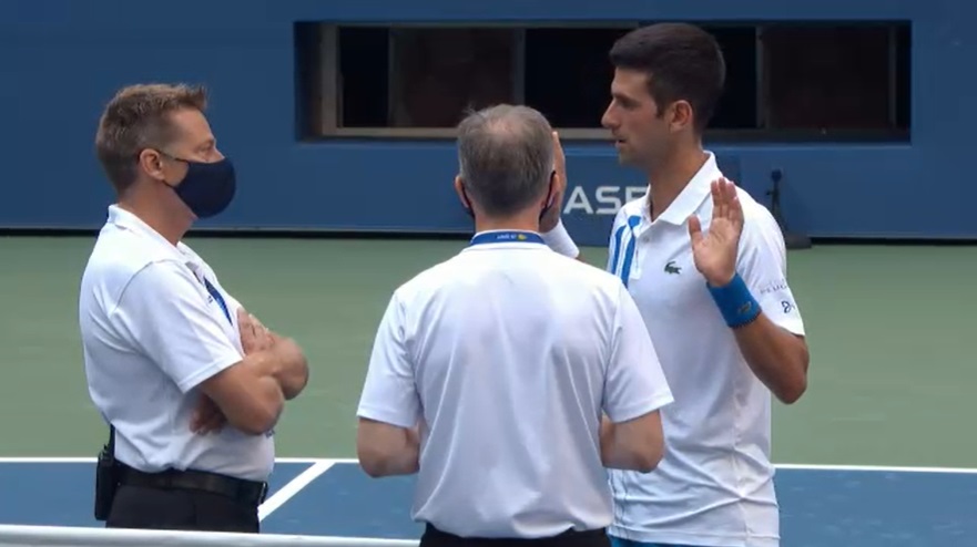 NOVAK DJOKOVIC HAS BEEN DEFAULTED 

He pled his case to no avail after hitting a ball (out of play) which struck a linesperson in the throat. 

The world no. 1 is OUT of the #USOpen.