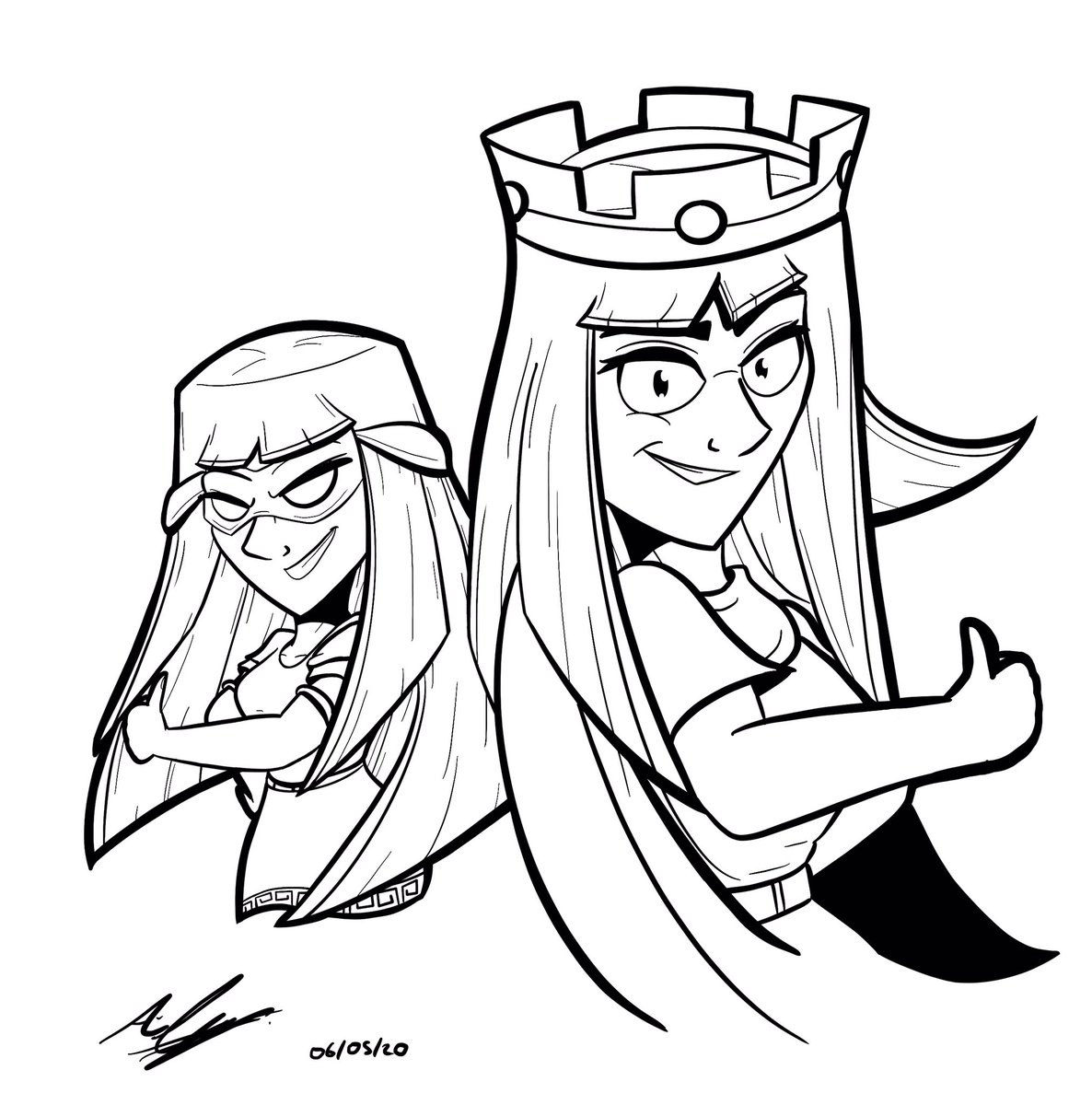 AdamClowery's tweet photo. Long-Haired Duo doodle. #ClashOfClans #ArcherQueen #SuperArcher #FanArt #Drawing #Doodle #Procreate #Artwork #Artist https://t.co/JYhMbCnkPA