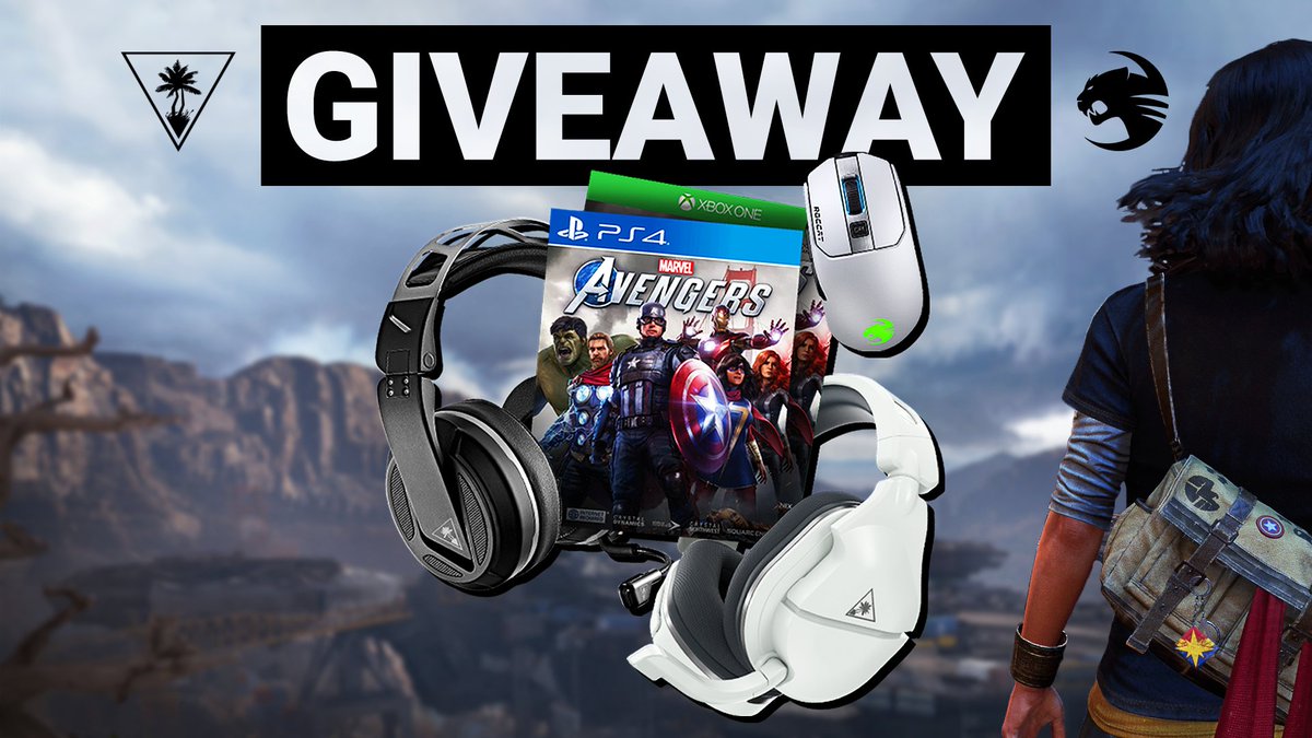 Turtle Beach and ROCCAT have assembled up for the ultimate prize pack! Score a copy of Marvel's Avengers, a headset of choice, PC gear, and more! 
 
🐢 Follow <a href="/TurtleBeach/">Turtle Beach</a> + @ROCCAT
🔃 RT + Like
🤝 Tag a Friend

Enter ➡️ bit.ly/3bqJ67W