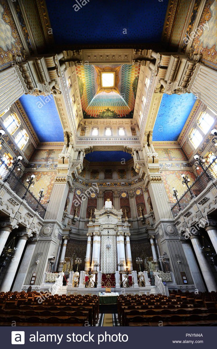 Tempio Maggiore was built in 1904 in Rome.Its design is an eclectic mix of Assyrian-Babylonian, Neo-Classical and Egyptian Revivalism with an Art Nouveau interior. It has an unusual square dome on its roof made from aluminium.