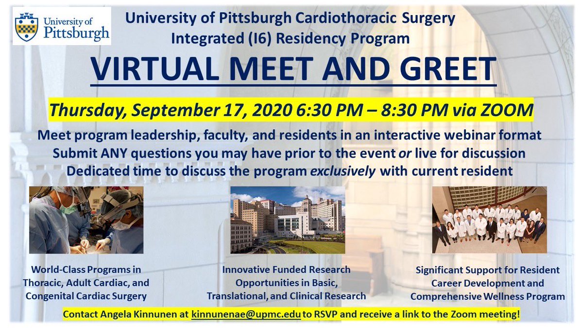 Join us on Thursday, September 17, 6:30-8:30PM for our Integrated Residency Program Virtual Meet and Greet! <a href="/CoyanGarrett/">Garrett Coyan</a> @laura_seese <a href="/Doctor_Chigo/">Chigo Ekeke M.D</a> <a href="/IbrahimSultanMD/">Ibrahim Sultan</a> <a href="/rdeitz_md/">Rachel Deitz</a> <a href="/JuliePhillippi/">Julie Phillippi</a> <a href="/EdgarArandaMic1/">Edgar Aranda-Michel MD PhD</a> #MedEd