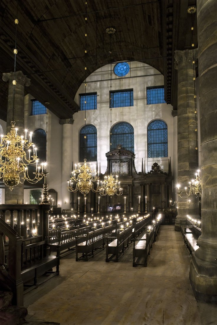 The Portuguese Esnoga was built in 1675 in Amsterdam by a community of Sephardi Jews who were expelled from Portugal.It was built in the Iberian style, modelled after Solomon& #39;s Temple and it was the largest synagogue in the world upon its completion.