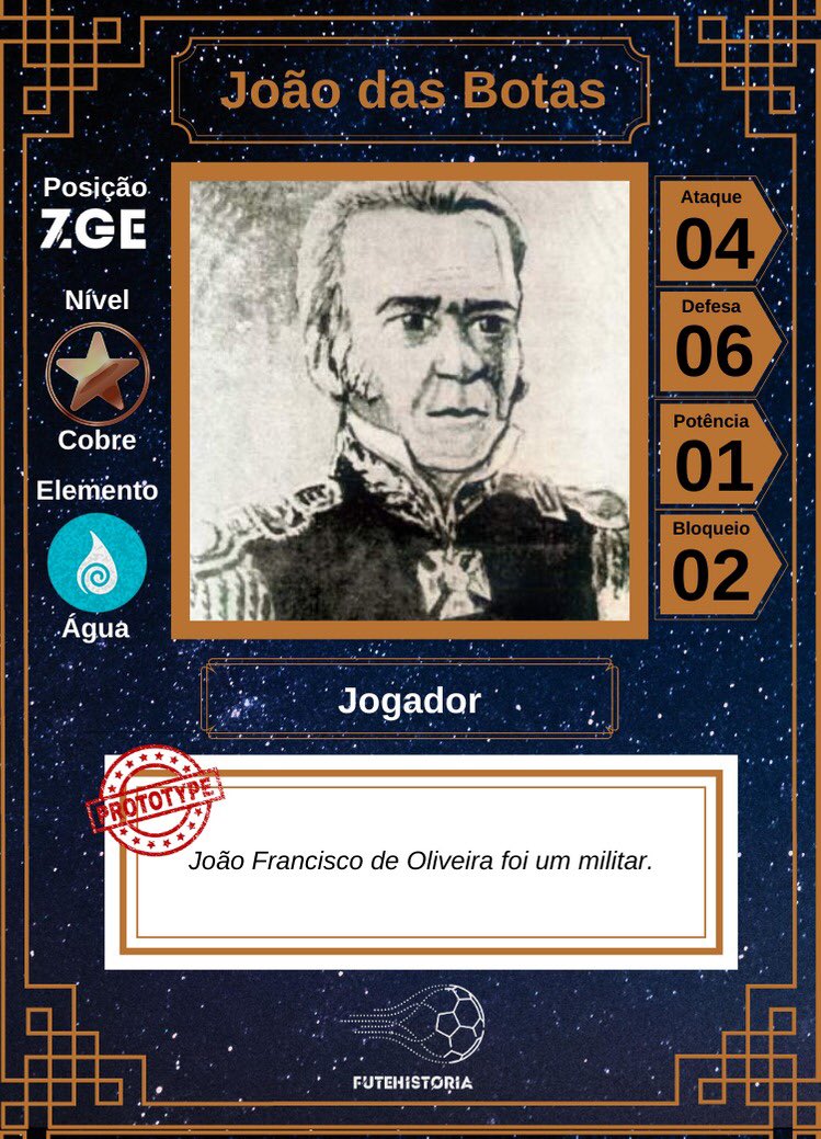 fthistoria's tweet photo. Semana da Pátria: João das Botas chegou ao elenco do FuteHistória! Acesse: https://t.co/whTvHLL8g0

#futehistoria #semanadapatria #futebol #historia #jogodetabuleiro https://t.co/i9D9j6ANMY