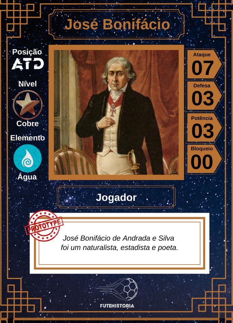 fthistoria's tweet photo. Semana da Pátria: José Bonifácio chegou ao elenco do FuteHistória! Acesse: futehistorcom

#futehistoria #semanadapatria #futebol #historia #jogodetabuleiro https://t.co/uVbVIV23XC