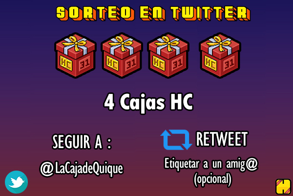 LaCajadeQuique's tweet photo. Sorteo de una de las 4 Caja HC
4 Ganadores
para Participar sigue los siguientes pasos:

1.- Seguir a 
 @LaCajadeQuique

2.- Darle RT 

3.- Etiquetar a un amig@ (opcional)

El ganador lo diré el Domingo 13 de Septiembre

Mas Sorteos En mi Canal de Youtube y en mi Instagram. https://t.co/krFPBJo29Z