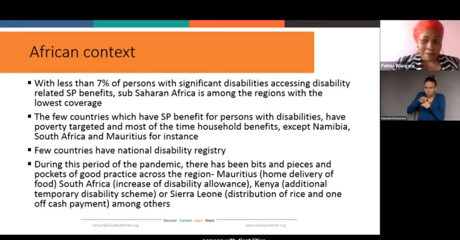 ...then country/regional experiences, stressing: insufficient COVERAGE - by design + implementation (access barriers, lack of inclusive disability registration, etc.); severe lack of ADEQUACY (due to disability-related costs, etc.); limitations in COMPREHENSIVENESS (other needs)