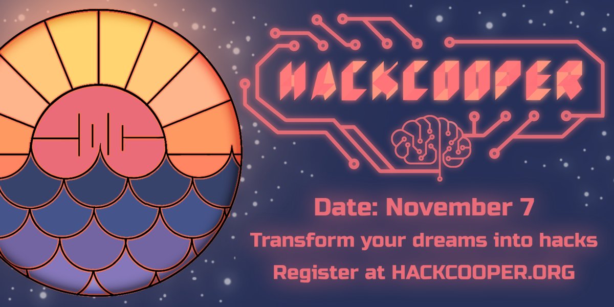 createatcooper's tweet photo. Registration for HackCooper is open at https://t.co/6VxJ1PoQKL! 

Register now for an opportunity to transform your dreams into hacks during HackCooper this November 7th. 

We hope to see y'all there! https://t.co/3K72NwQy4q