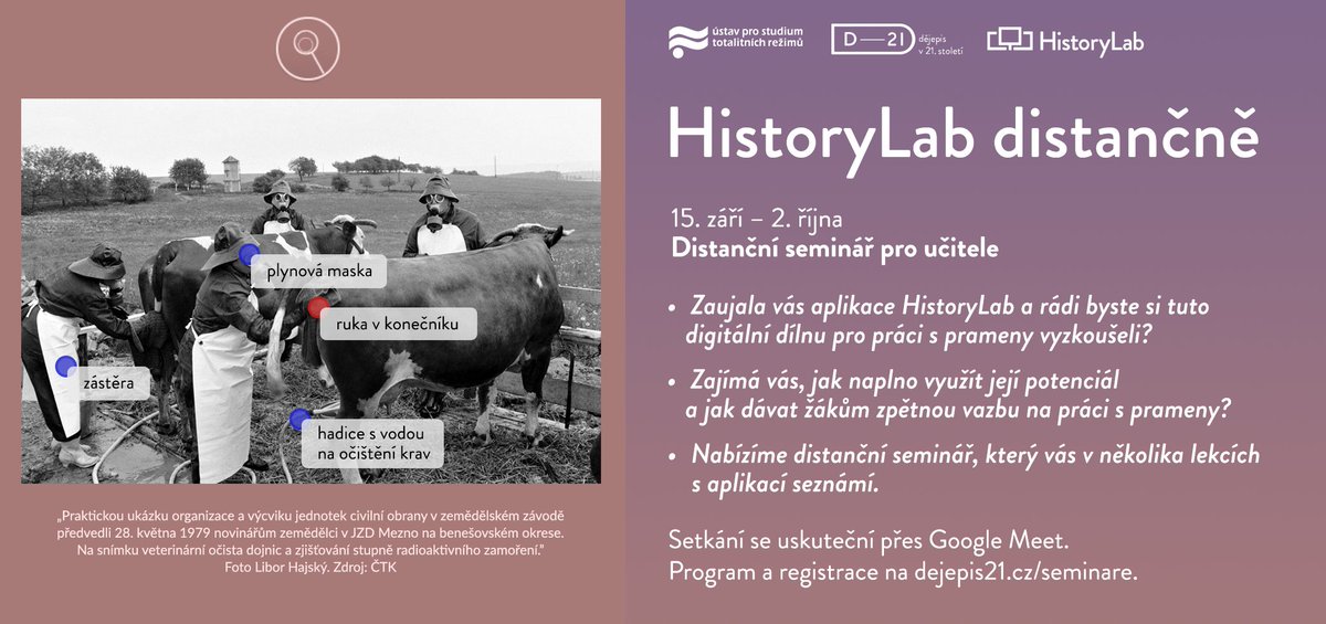 Digitální aplikace #HistoryLab se během distanční výuky velmi osvědčila, stejně tak dobře ale slouží i v běžném vyučování. Oddělení #vzdelavani #ustr teď vypisuje distanční seminář pro učitele, ve kterém se aplikaci naučí naplno využívat. Registrace zde: https://t.co/J5XQW66reA https://t.co/LZ9yN3N9Rp