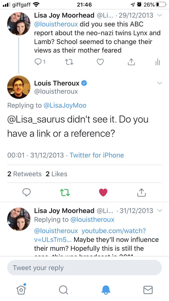 LisaJoyMoo's tweet photo. @louistheroux @louistheroux Thought I might get a wee mention on #lifeontheedge on #bbc2 tonight saying as I pointed you towards this update on L &amp; L in 2013 - but sure we’ll not fall out over it Louis 😉 https://t.co/q0WeMjmuXd