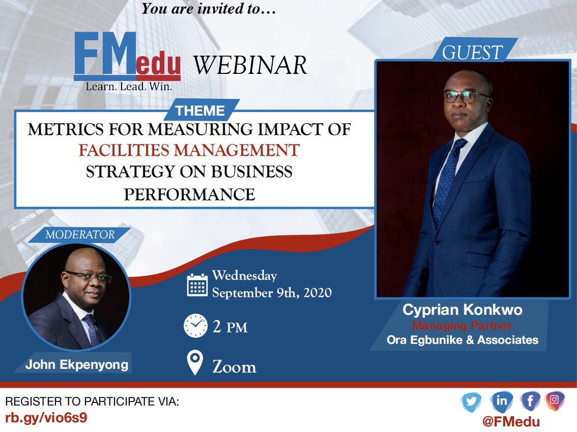 FMeduonline's tweet photo. Limited slots left!!!

FMedu  webinar happening this Wednesday 9th September 2020?

Register here: https://t.co/usjw7KITJX

Don't miss this! 
# #workplacesolutions # #fm #ifma #facilitiesmanagement #iwfm #tfml #leadership  #networking #strategicfm Erica Laycon Lucy https://t.co/5M8OYdNGQ5