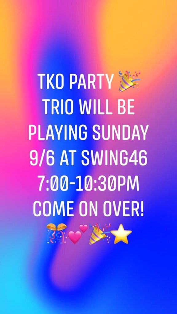 Timatha's tweet photo. #SundayFunday 9/6
Join us for #disco #rnb #funk #pop #dancemusic #partytime #livemusic #nyc with #Timathakasten and her #TKOpartyTrio 7-10:30pm at #Swing46 #outdoors #labordayweekend #tkomusicentertainment available for #wedding #party #gathering #safetyfirst #masks #spacing #ny https://t.co/7qwHkhTgkl