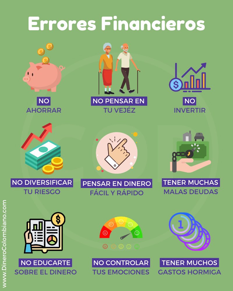 Estos son sólo algunos de los errores financieros más comunes. Dale compartir para que más personas los conozcan. 

Conoce más detalles acerca de estos errores en nuestra publicación 👉🏼 dinerocolombiano.com/errores-comune… 

#DineroColombiano