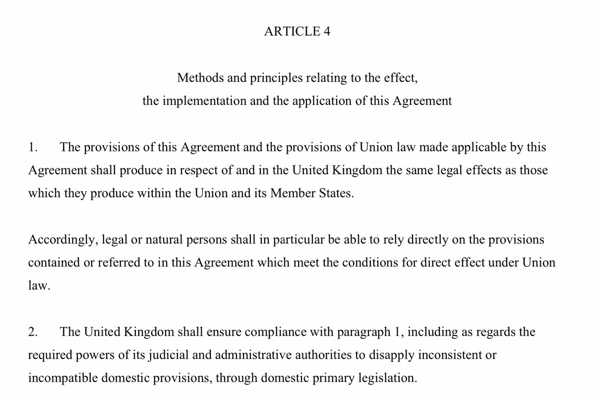 3) EU law has primacy and is directly applicable. And indeed - the Withdrawal Agreement states this