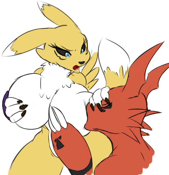 Seems renamon grew some bobs and now guilmon is curious. it may be a proble...