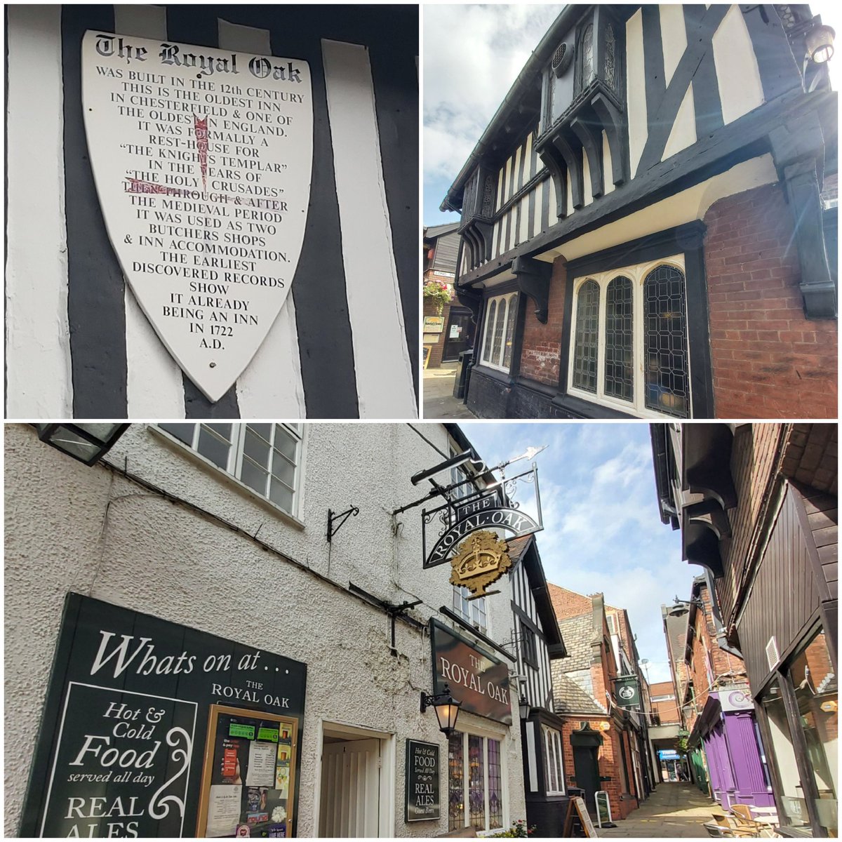 I was in Chesterfield yesterday and visited The Royal Oak, which dates back to the 12th Century - one of England's oldest surviving inns.

This place was serving drinks around 300 years before the Tudors.

The conversations that have taken place on this spot over the centuries...