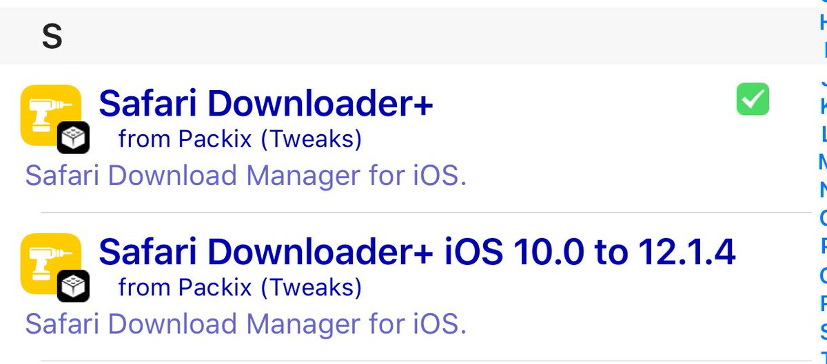 ouraigua's tweet photo. hi guys. Forgot to mention there's now a version of SafariDownloader+ compatible with devices running iOS 10.0 to 12.1.4. Find it in packix repo. Make sure to pick the right version for ur device. https://t.co/bI861FRWq3