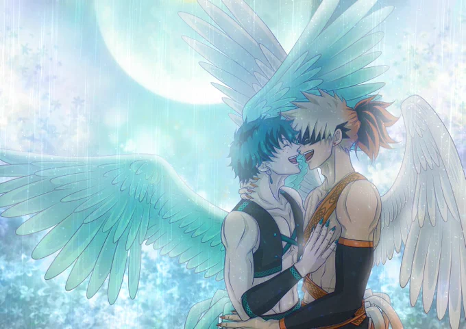 【降り始めた月夜の優しい雨】

On a moonlit night, gentle rain began to fall.

(水浴び好きな勝コッコ?とオデク?)

Katsukokko and Odeku love playing in the water. 