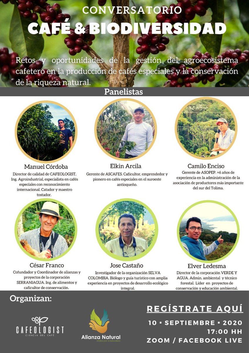 CafeologistCO's tweet photo. Conoce nuestros panelistas. No te quedes sin tu lugar en este importante evento. Inscríbete gratis en el siguiente enlace: https://t.co/XwFwKV2uhB

#biodiversidad #cafecolombiano #biología #ecosistemas #naturalezasalvaje #cafetour #cafeculture #coffeetasting #coffemakers https://t.co/LfnflncBbV