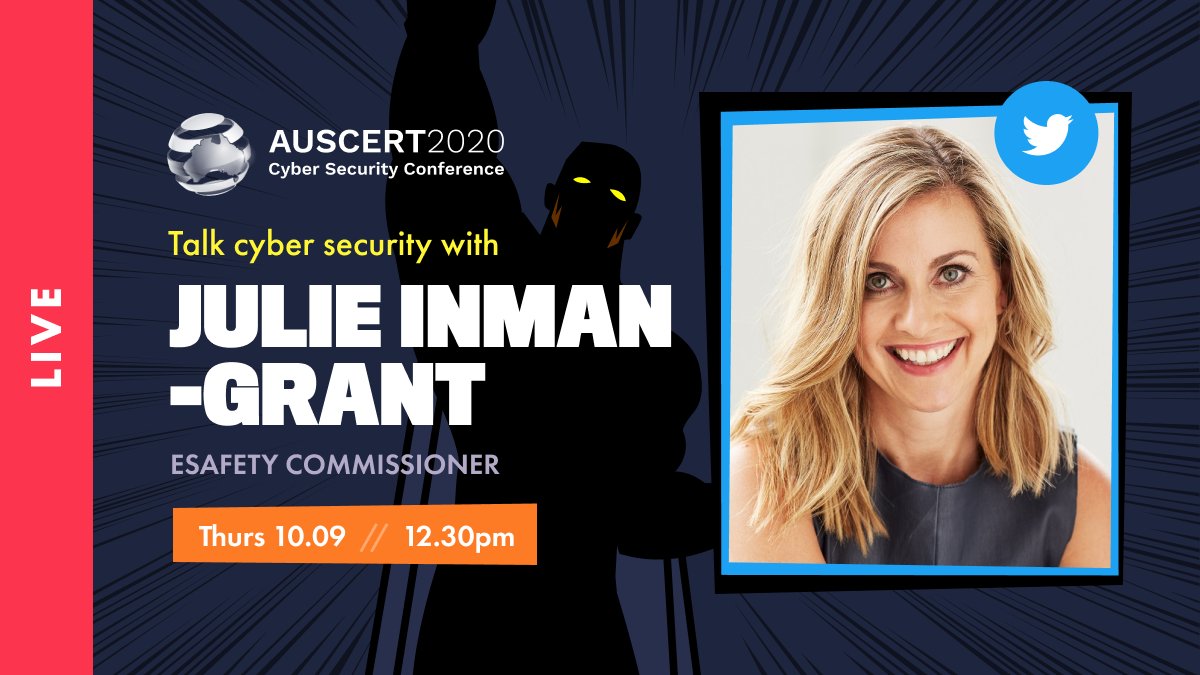 Join our 2 speakers Neal Wise <a href="/y011/">Neal Wise</a> and Julie Inman-Grant <a href="/tweetinjules/">Julie Inman Grant</a> for a LIVE Q&amp;A session this week, deets below. 

Use #AusCERT2020 and tag them accordingly to ask questions about their upcoming presentations at the conference! 

See you all then #wecanbeheroes