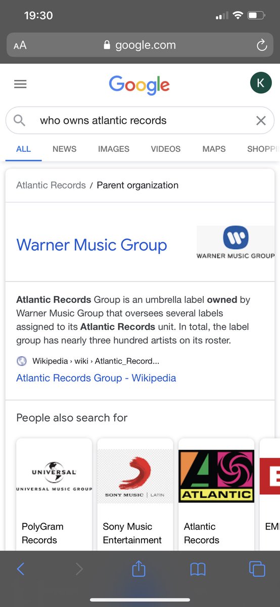 Atlantic records is owned by @warnermusi